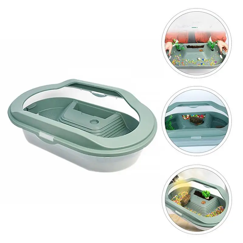 

Turtle Tank Aquarium Reptile Habitat Tank With Platform And Swimming Area Terrarium For Reptiles