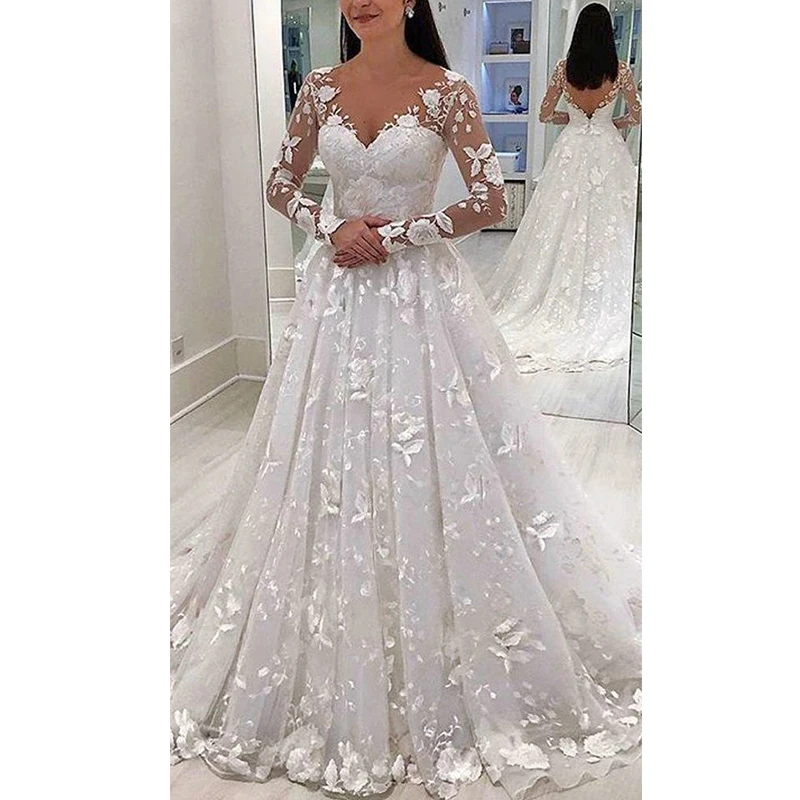 Для женщин кружевное платье с v образным вырезом открытой спиной длинным рукавом