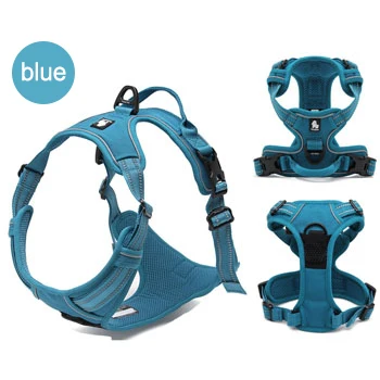 blue Truelove не Тянет Поводок для собак, регулируемый безопасный нейлоновый жилет для больших собак, мягкий светоотражающий уличный жилет для собак, поводок для питомцев, контроль - Цвет: blue
