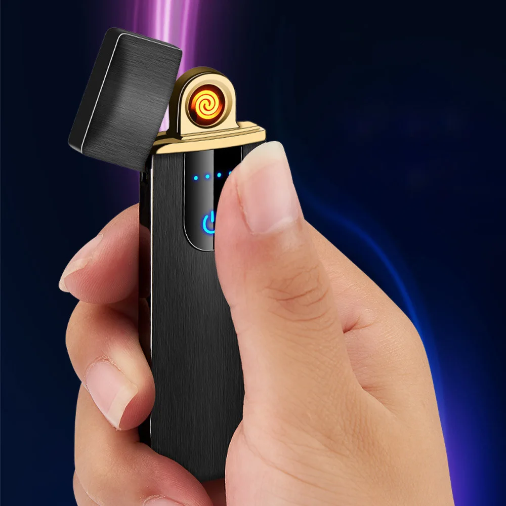 Двусторонняя Зажигалка usb зарядка сенсорный датчик переключатель ветрозащитный