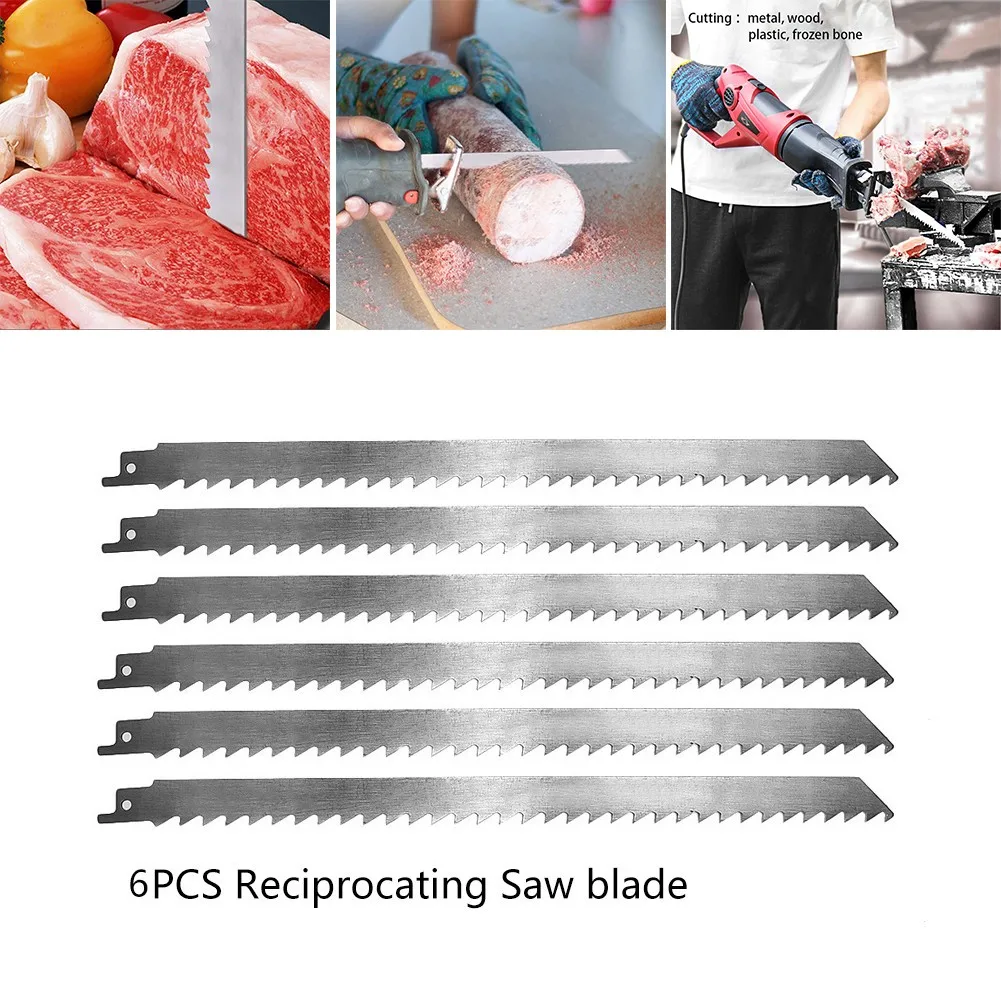6pcs 300mm Reciprocating Saw Blade Set Cutting Tools For Cutting Ice Cubes Frozen Meat Wood Saw Cutter Saw Blade
