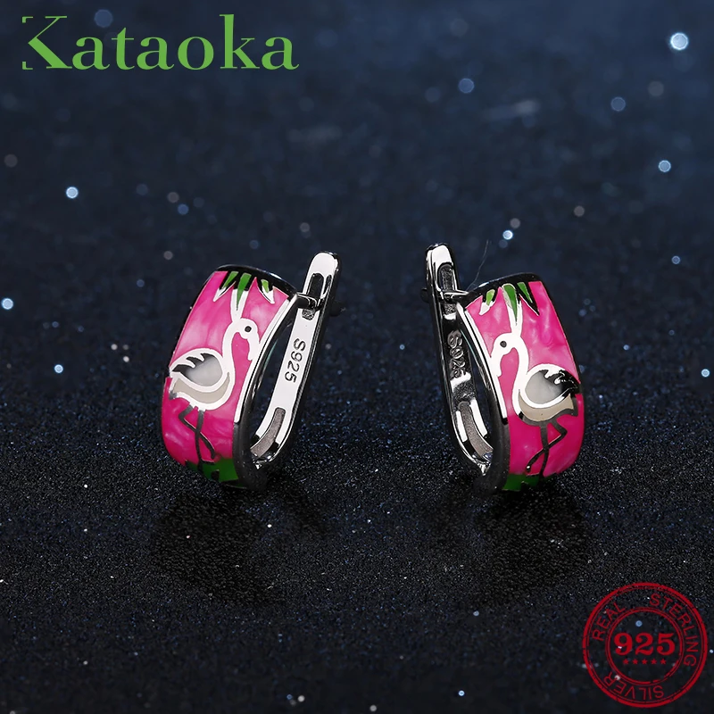 2018 ярко розовые эмалированные красивые серьги с красным краном для женщин из