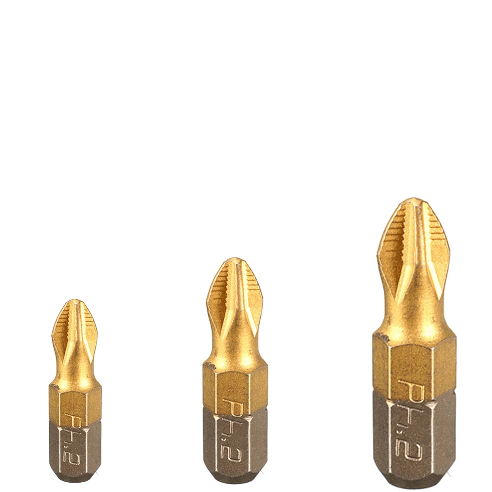 10 шт. сверла PH2 с титановым покрытием для электрической отвертки 50 мм 1/4 дюйма