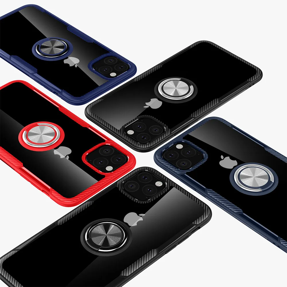 

Прозрачный мобильный телефон чехол для iphone11PROip12 Nova5i кожаное кольцо для автомобиля адсорбции прикрепляющийся к Защитная крышка Держатель д...