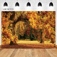 laeacco autumn fallen yellow leaves trees photocall real scene backdrops photographic backgrounds baby portrait photo studio
