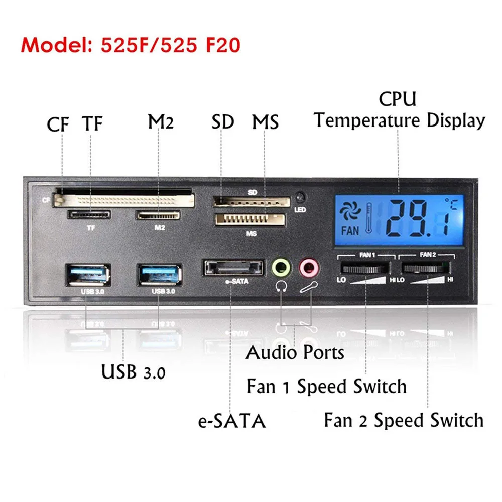 5 25 &quotMulti USB 3 0 Hub CF TF M2 SD MS Устройство для чтения карт контроллер с ЖК-дисплеем ПК
