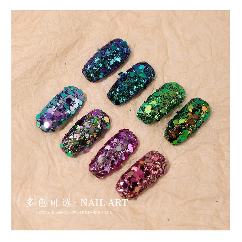 Hexag Holographic Nail Art Sequins Set Laser Colorful Round Ultrathin Glitter Nail Flakes Slices Shining DIY Manicure Decoration