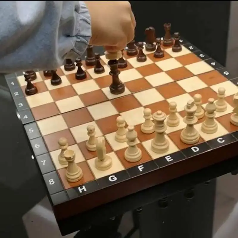

Magnetic Wooden Chess Set Adult Children Puzzle Travel Board Games Handmade Solid Wood Chess Pieces Family Table Games