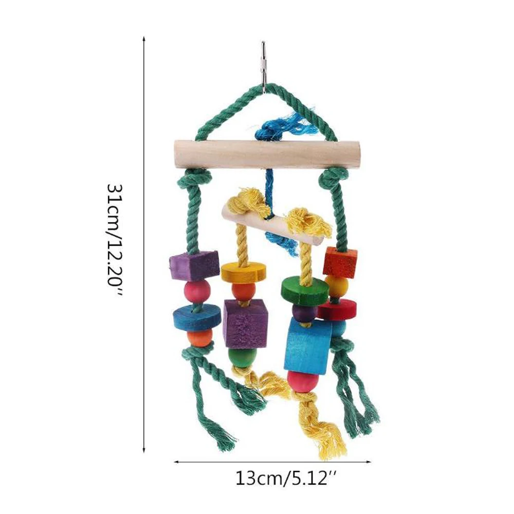 Красочные Бусины игрушки для попугаев подвеска подвесной мост цепочка