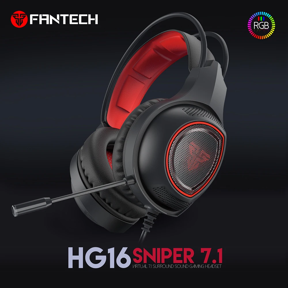 Проводные наушники FANTECH HG16 с USB разъемом суперсветильник Кая гарнитура RGB удобный