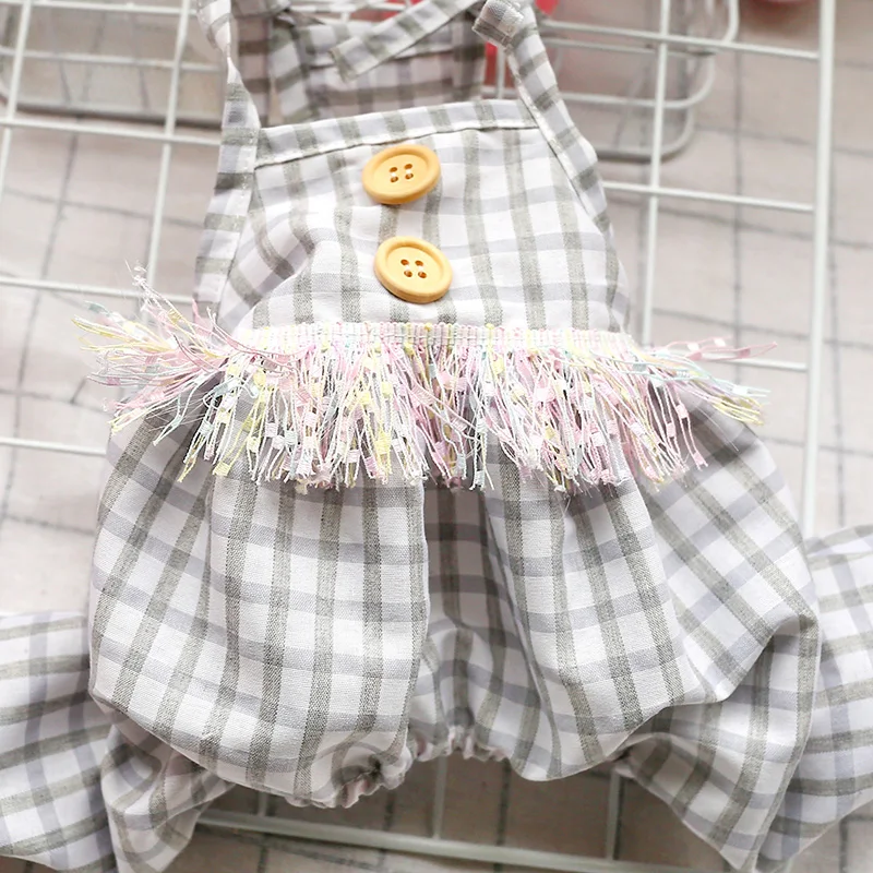 Комбинезон Одежда для собак из хлопка на весну и лето в клетку с ремешками