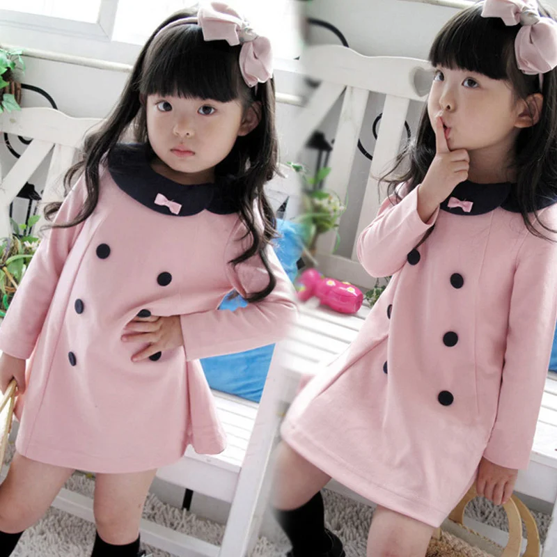 

2021 New Fashion High Quality Children Clothing New Spring And Autumn Girls Double-breasted Dress Children Princess Girl Dress