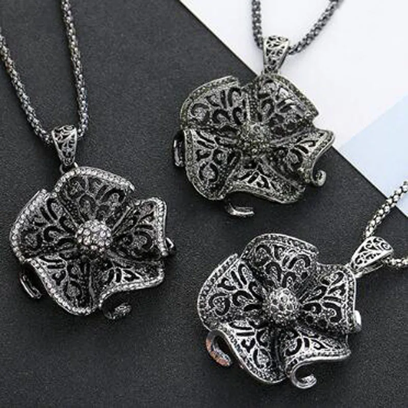 Винтажное длинное ожерелье с подвеской в виде цветка модное ажурной цепочкой на