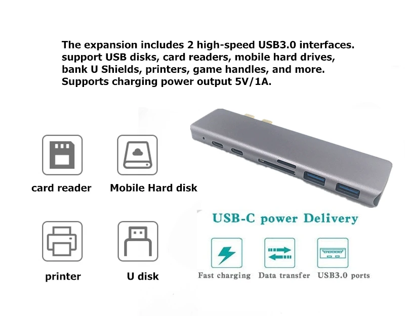 Trumsoon USB 3,1 type C к HDMI 4K USB 3,0 Thunderbolt 3 USB-C конвертер SD TF кардридер адаптер для нового Macbook Air Pro