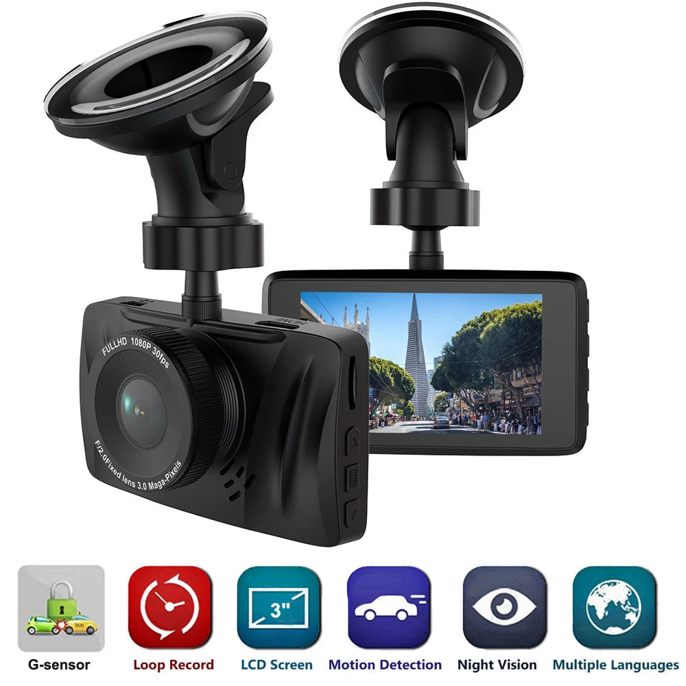 

Car DVR 3.0 Full HD 1080P DashCam Vehicle Camera Video Recorder Auto Registrar Car Parking Monitor Motion Detector Car Camcorder