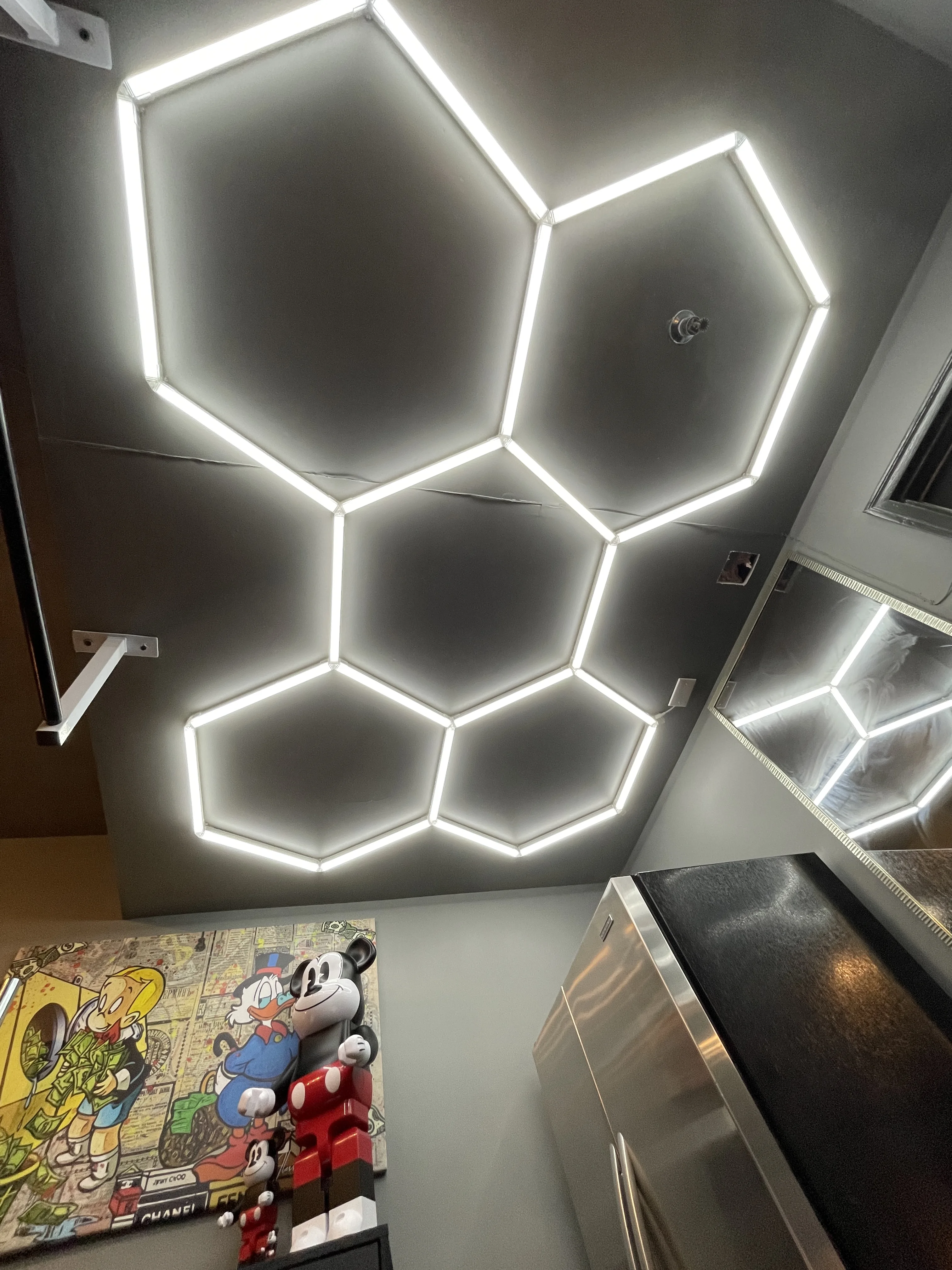 

2.1X3M Hexagon Led Light AC100-240V for Auto Detailing Shop Garage Workshop