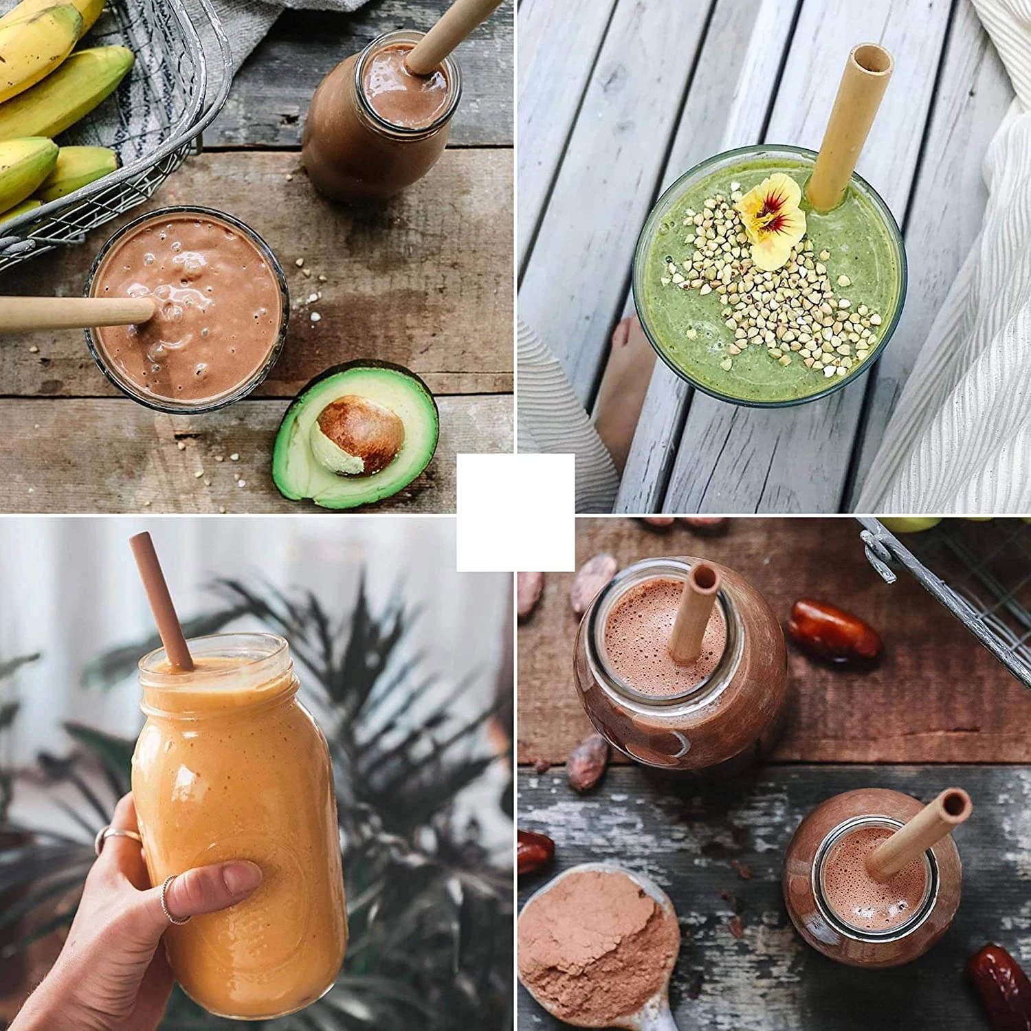 Многоразовые соломинки для питья 20 см с чистящей щеткой 10 шт. экологически чистые