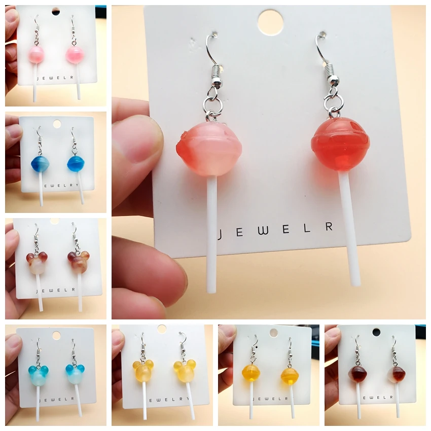 

Earrings for Women Resin Lollipop Dangle Earrings Children Jewelry Custom Made Handmade Cute Candy Drop Earrings