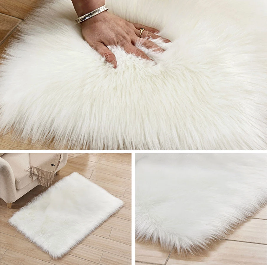 Сверхмягкие прямоугольные коврики из искусственной овчины прикроватные Коврики