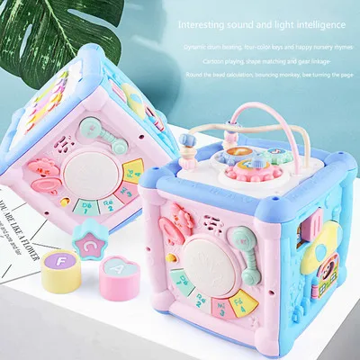 Ordinary Edition Children Clapping Drum Music Hand Clapping Drum Multi-functional Wisdom Cube Hexahedron Early Education 0-12 Educational Toys - Цвет: Ordinary Edition