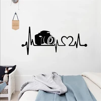 camera heartbeat wall vinyl stickers removable lifeline wall art decals camera wall poster home car decoration