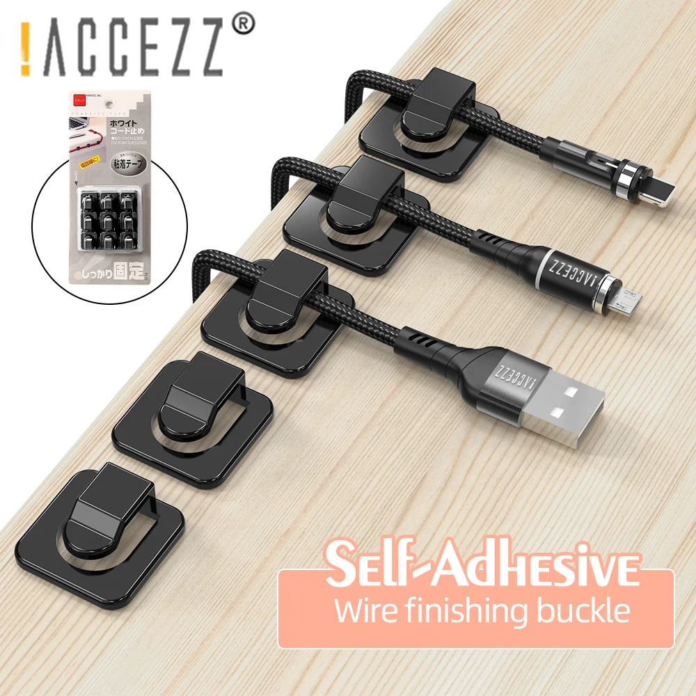 

!ACCEZZ 18pcs Self-Adhesive USB Cable Organizer Wire Winder Drop Wire Holder Cord Management Power Cables Tie Fixer Cable Winder