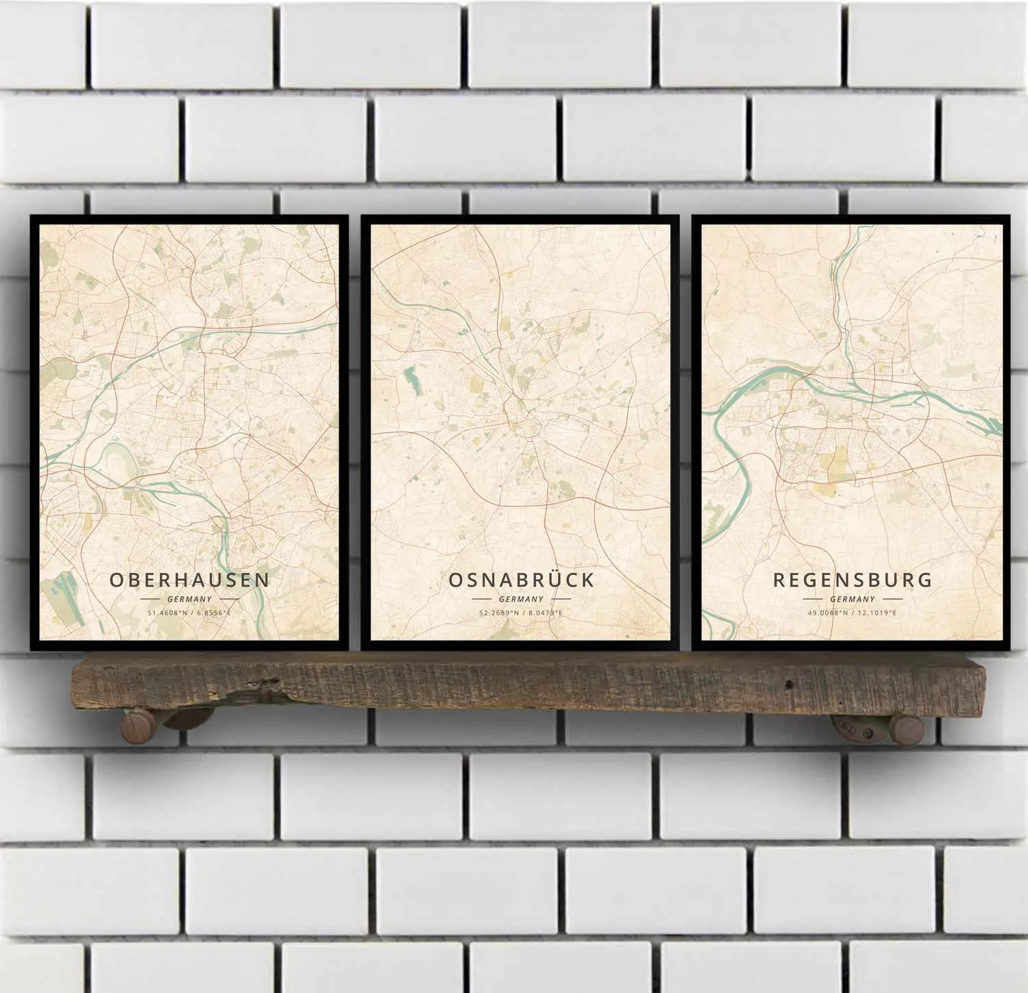 Немецкий постер Oberhausen Osnabruck Regensburg Saarbrucken stuttгарт wiesбаден Wildensee Wuppertal