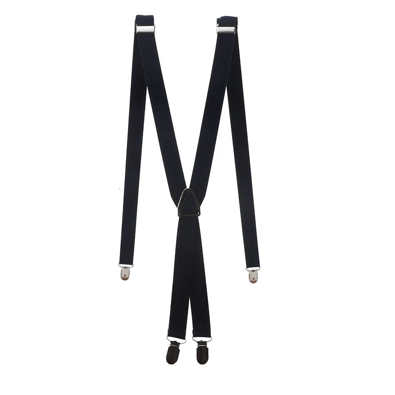 Подтяжки для взрослых унисекс однотонные без рисунка, мужские, шириной 2,5 см, регулируемые эластичные, с 4 клипсами в форме Х на спине, для женских брюк.