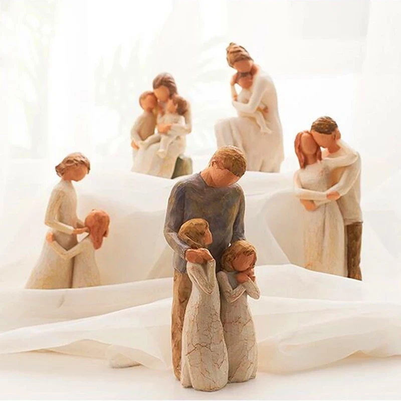 

Family Figurines Nordic Home Decoration People Statue Mother's Day Birthday Easter Wedding Gift Living Room Accessories Crafts
