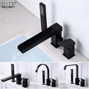 Смесители для ванны с ручной душевой лейкой, 3 отверстия, кран для ванны смеситель горячей и холодной воды, смесители для душа ELB61