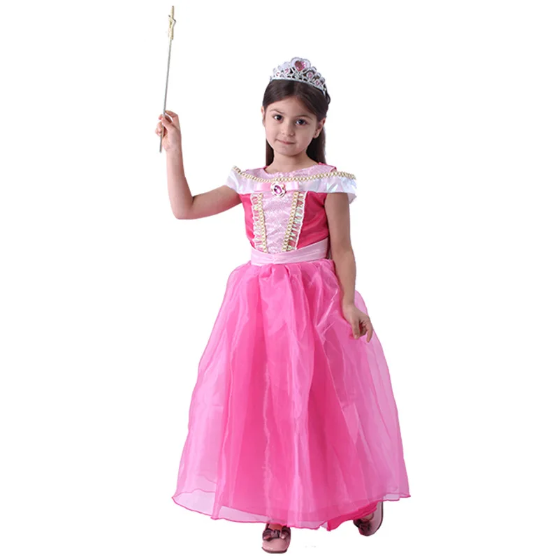 Anime Sleeping Beauty Aurora cosplay costume Halloween Girls long sleeve Pink Princess dress Party | Тематическая одежда и