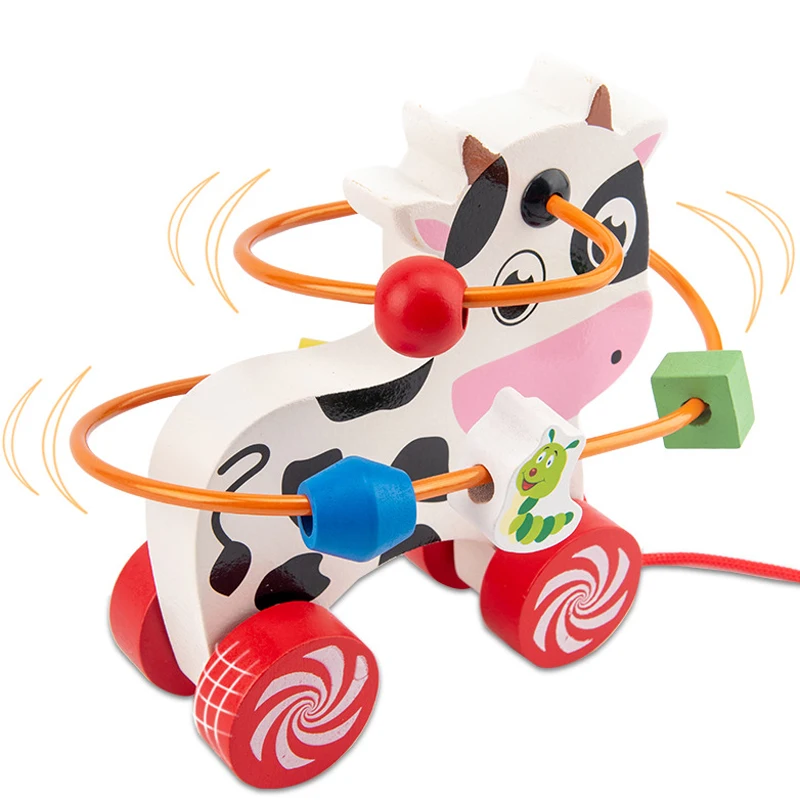 Детские развивающие деревянные игрушки Монтессори с животными автомобиль