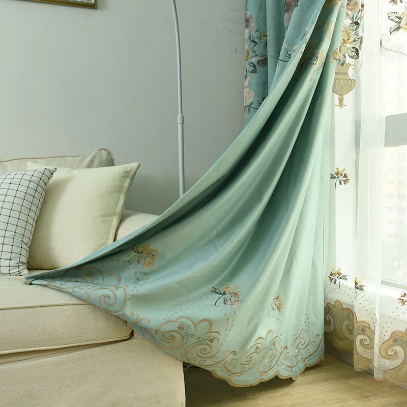 Роскошная Европейская занавеска с цветочным узором в виде вазы Затемняющая для