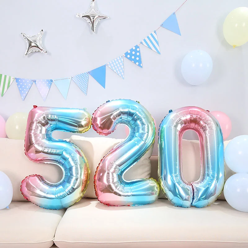 

32 inch gradient color digital balloon wedding birthday party decoration color change floating aluminum foil balloon
