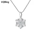 Геометрической формы 925 стерлингового серебра CZ Циркон снежинка Стразы ожерелье, подвеска, колье, для женщин, подарки на день рождения украшения 2021