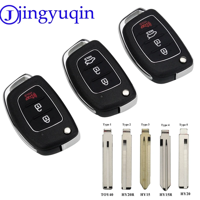 

jingyuqin For Hyundai Solaris ix35 ix45 ELANTRA Santa Fe New Verna 3/4 Button Car Key Shell HY20 Remote Key Fob Right Side Blade