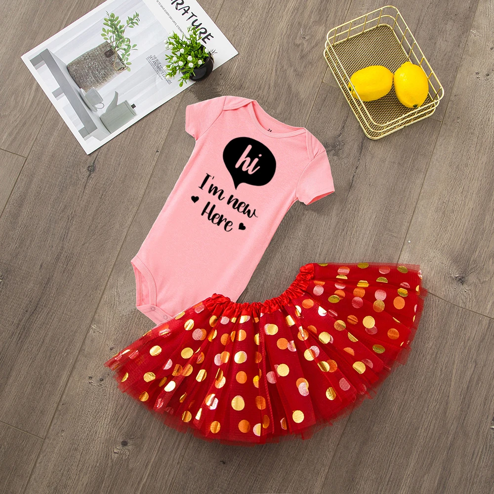 Новорожденный Комплект повседневной одежды для детей Привет I'm Here комплекты из