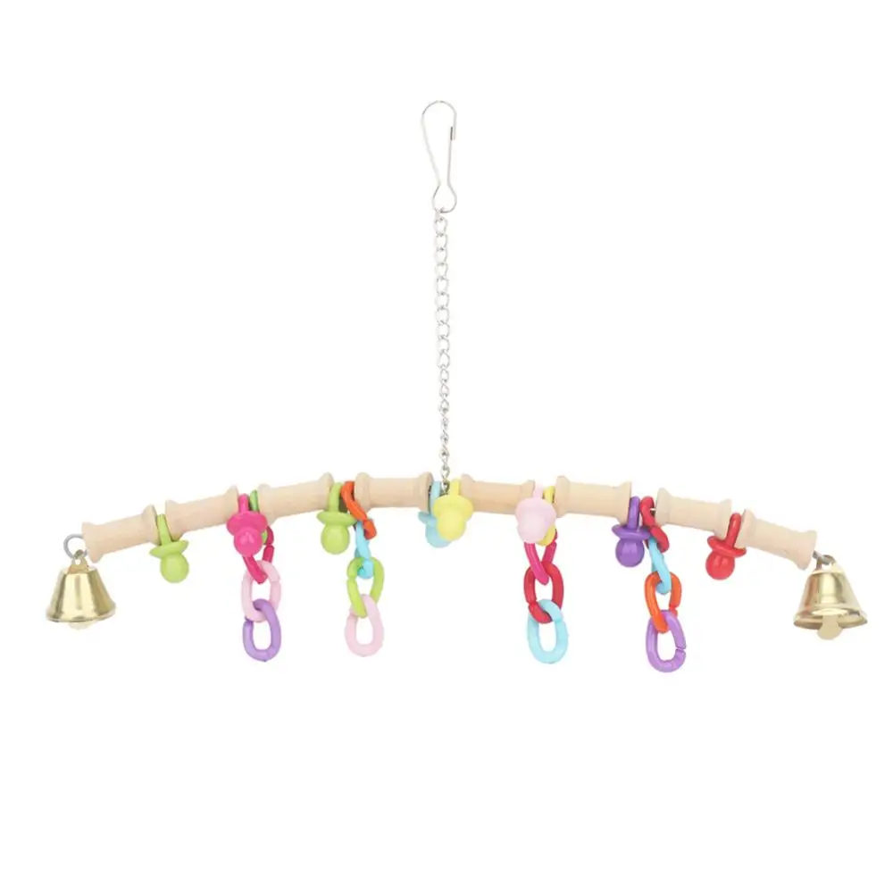 

Bird Parrot Swing Toy with Bells Chewing Standing Play Toy for Small Medium Birds