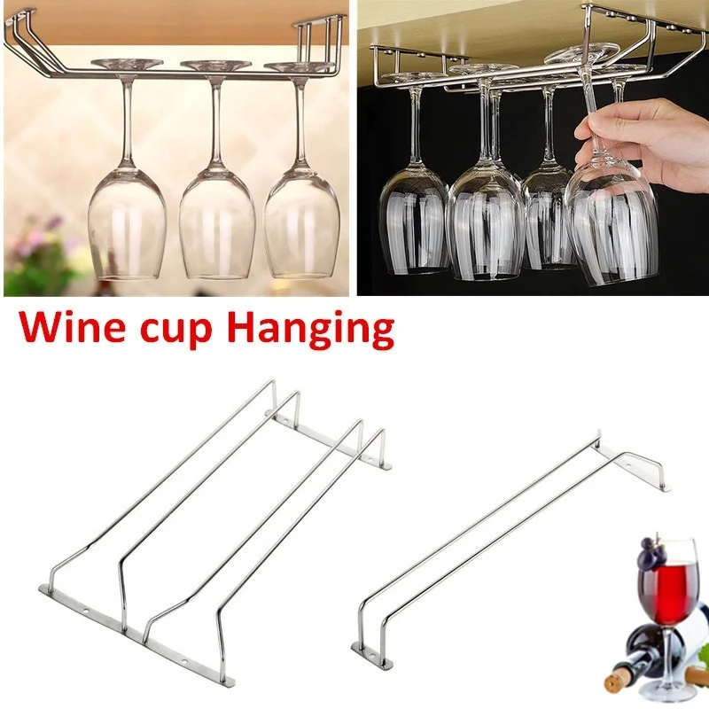 

Wine Glass Holder Wine Cup Hanging Drinking Stemware Rack Under Cabinet Storage