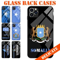 tempered glass back for iphone 6 7 8 s xr x plus 11 12 mini pro max se2 somali flag coat of arms love theme tpu phone case cover