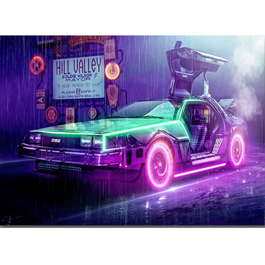 Картина Назад в будущее из фильмов на автомобиле 5D сделай сам алмазная живопись