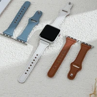 genuine leather strap for apple watch band 40 44 38mm 42mm slim cowhide smartwatch wristband iwatch serie 1 2 3 se 4 5 6