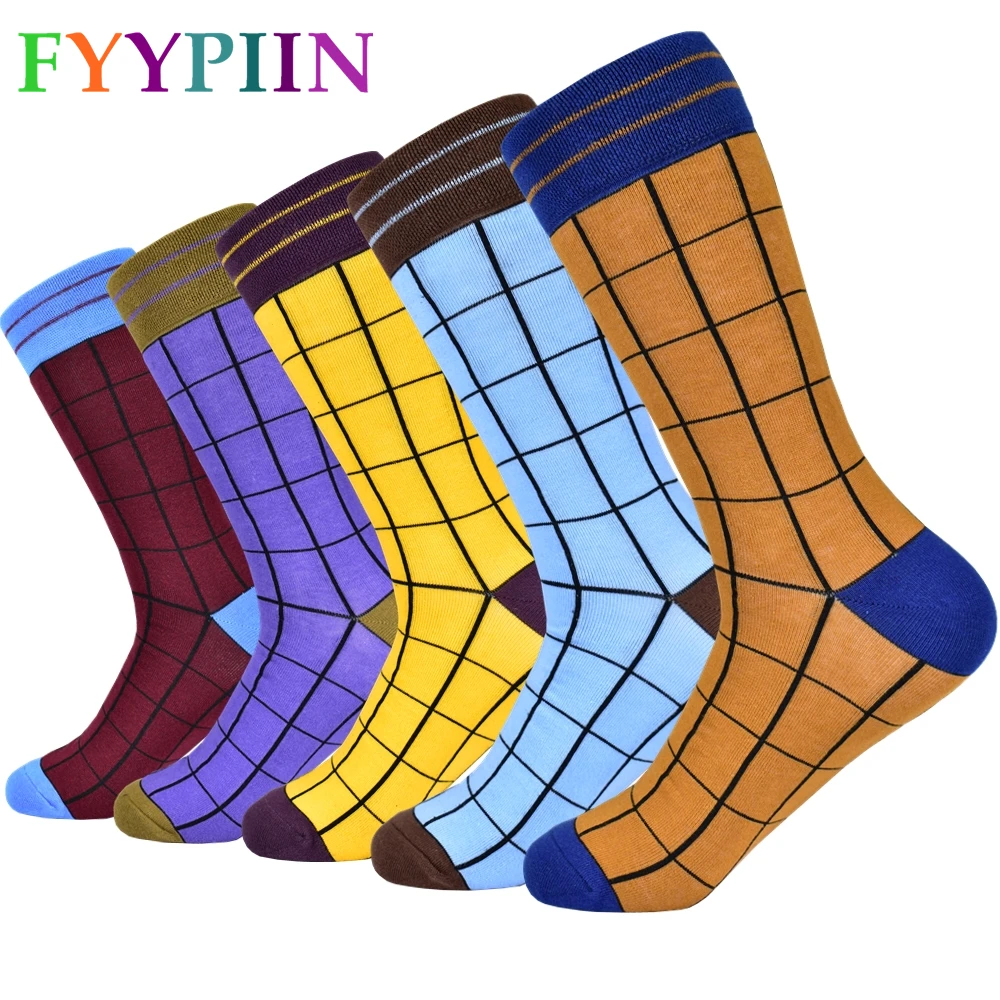 

Носки мужские, классические, из чесаного хлопка, в клетку, для банкетов, развлечений, деловых встреч, 2020