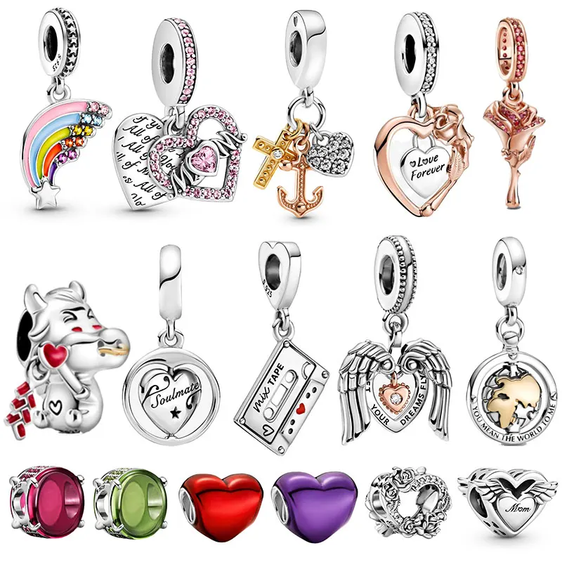 

2021New 925 Sterling Silver Valentine's Day Zircon Charms For Original 3mm Bracelets & Making Fashionable Women's DIY Jewelr