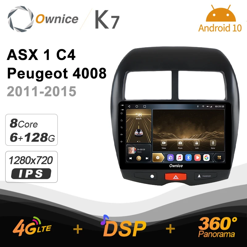 Автомобильное радио Ownice K7 6G + 128G Android 10 0 для Mitsubishi ASX 1 C4 Peugeot 4008 2011 2015 2din 4G LTE