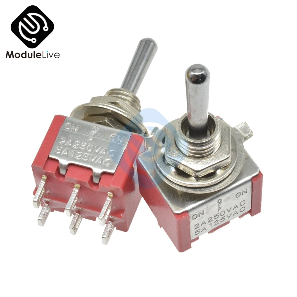 Регулируемый переключатель 6 мм однополюсный два броска SPDT ON-ON 120 В 5a 1/4 дюйма