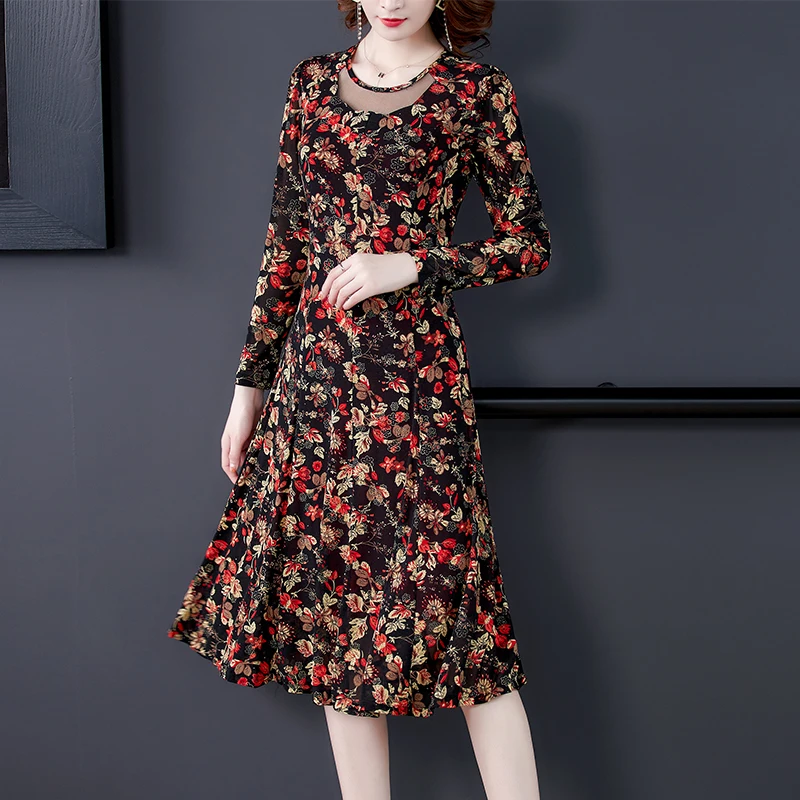 

2021 Spring Red Floral Chiddon Boho Midi Dresses Summer Casual Vintage 5XL Plus Size Dress Elegant Women Bodycon Party Vestidos