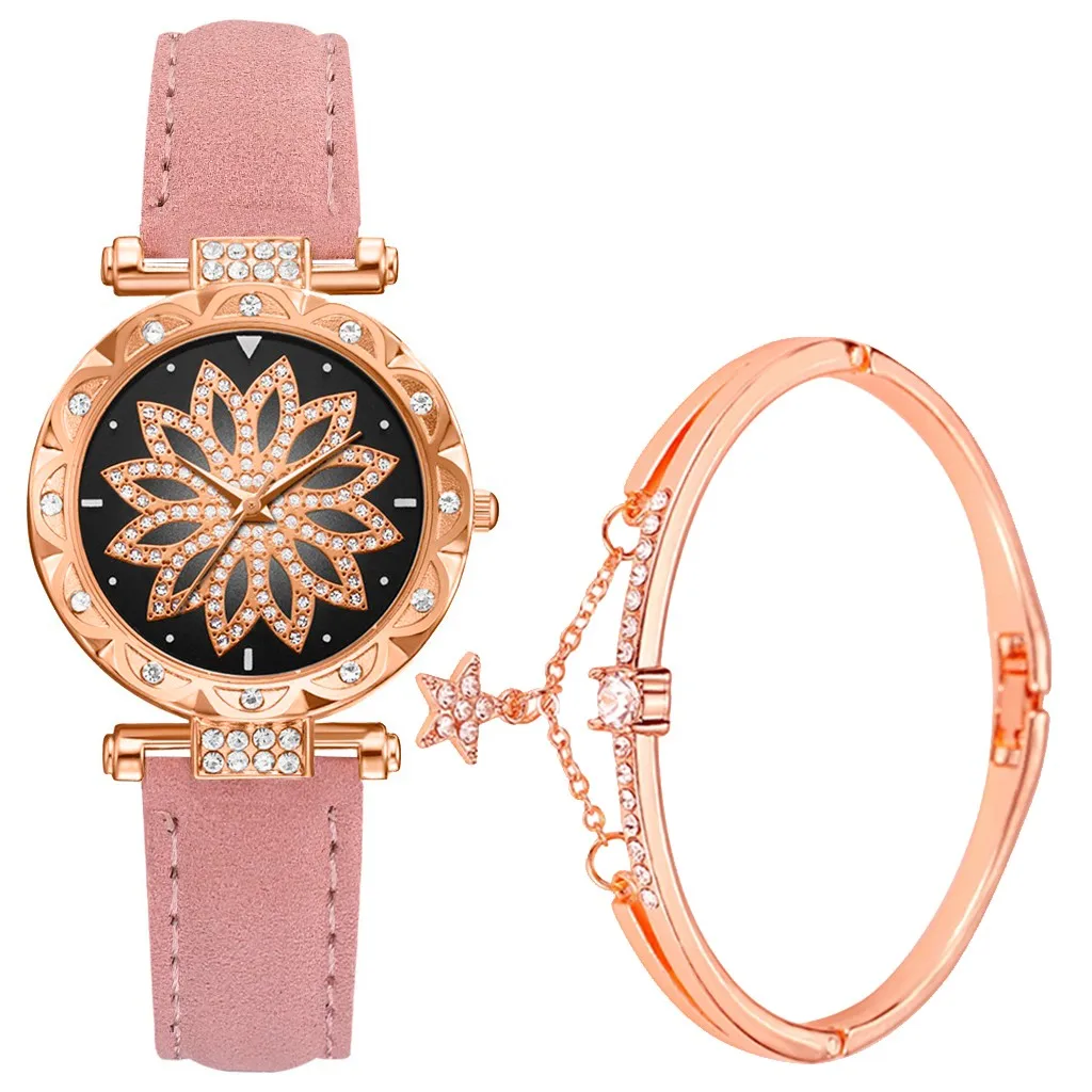 

Women Starry Sky Watch Luxury Rose Gold Diamond Watches Ladies Casual Leather Band Quartz Wristwatch Female Clock zegarek damski