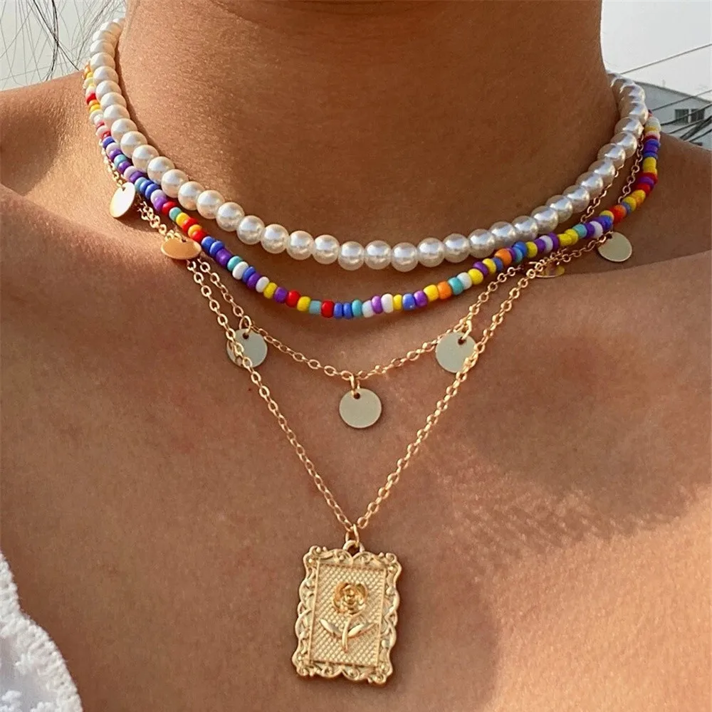 Женское Ожерелье с искусственным жемчугом Многоуровневое ожерелье-чокер в стиле