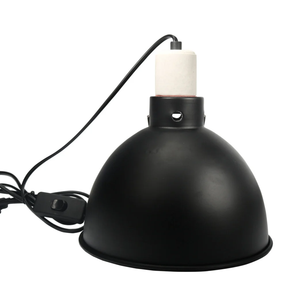 

500W 220-240V Aluminum Heat UV UVB Lamp Light Holder Lampshade for Chicken Brooder Reptile Basking with Plug (Black)